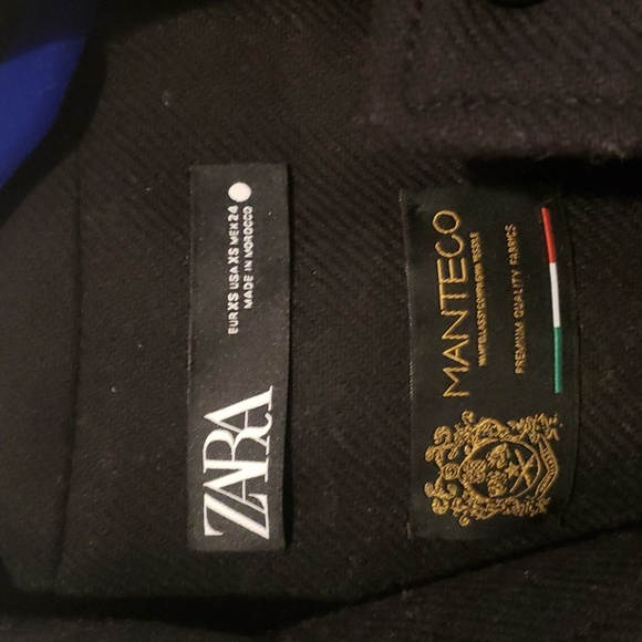 Zara belted button wool trench coat winter black xsmall new - Picture 4 of 7